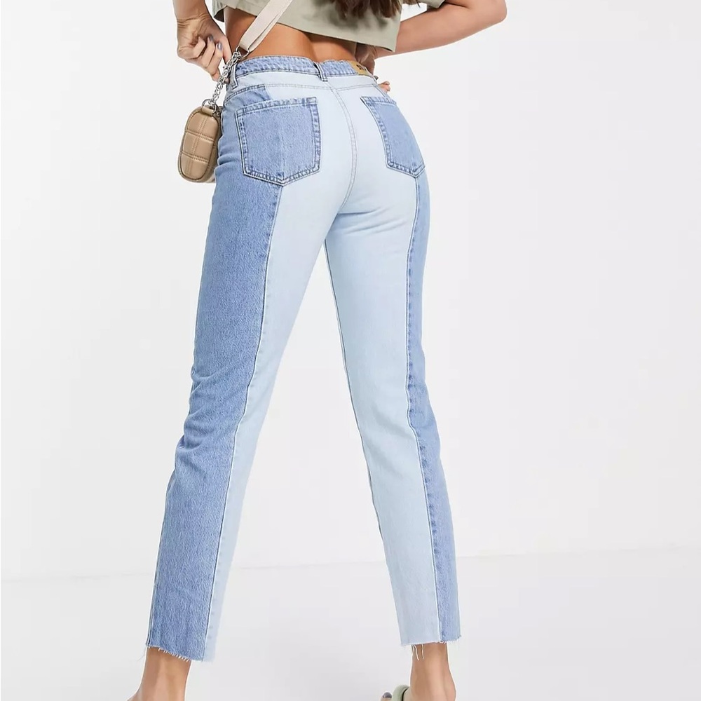 ASOS Stradivarius Two Tone Contrast Straight Leg Jeans